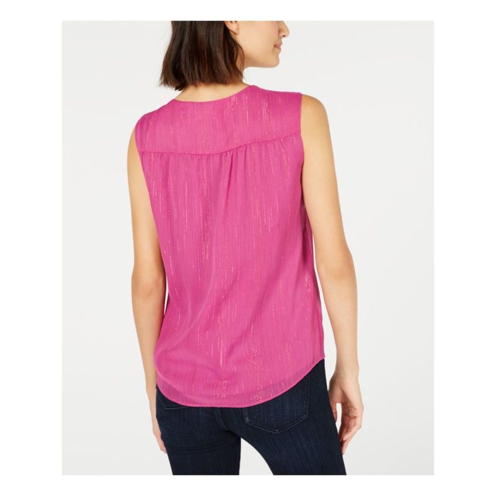 MAISON JULES Womens Pink Sleeveless V Neck Blouse Size: XS - Picture 2 of 5